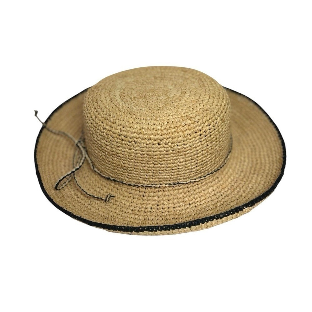 SCALA Collection Women's Rolled Brim Woven Natural Sun Hat Bow Coastal Resort - Picture 4 of 8